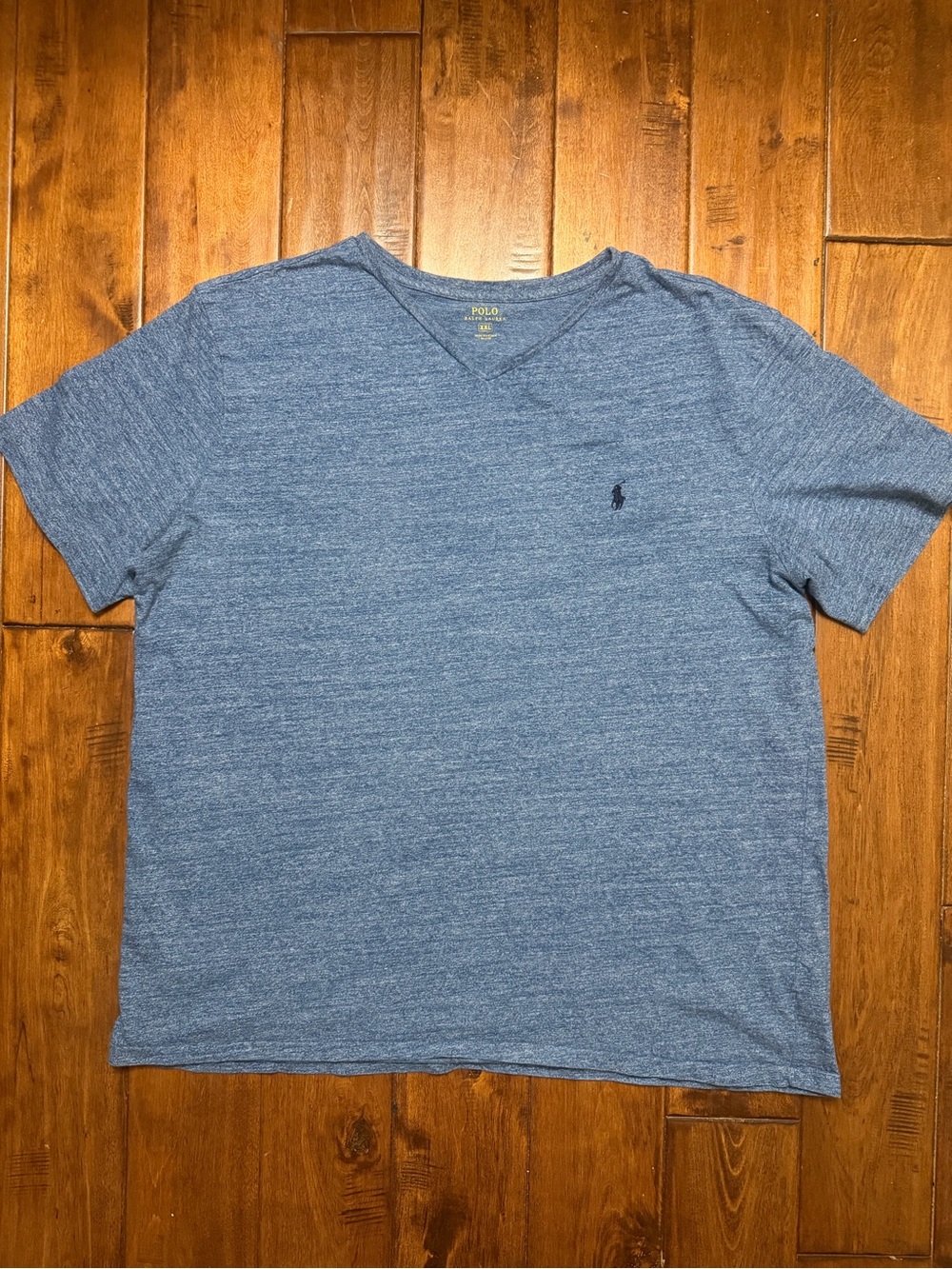 Polo by Ralph Lauren Heathered Blue V-Neck Short Sleeve Tee